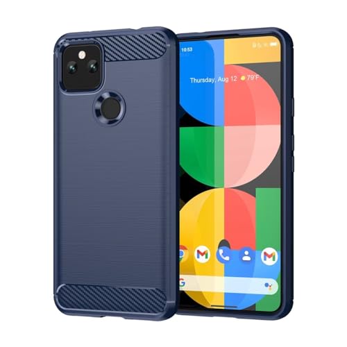 Sidande Funda para Pixel 5 Case, para Google 5 GTT9Q Funda Ultrafina con protección contra Golpes, Fabricada en TPU y Fibra de Carbono Funda Protectora para Google Pixel 5 Azul Marino