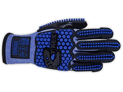 Image of MAGID T-REX Flex Series Extremely Lightweight AeroDex Technology VersaTek Grip Palm Coated Impact 3 Glove - Size 9 /L-ANSI Level A8-1 Pair Blue