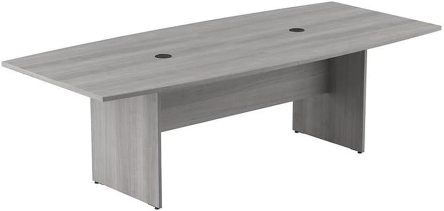 Pemberly Row Boat Shaped Conference Table, 96W x 42D, Platinum Gray Finish, Engineered Wood, Durable Base, Wire Management Grommets, Office Boardroom Table for 6-8 Users