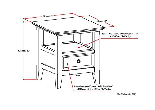 Simplihome Amherst Solid Wood 19 Inch Wide Square End Table In Black For The Living Room And Bedroom #TOP4