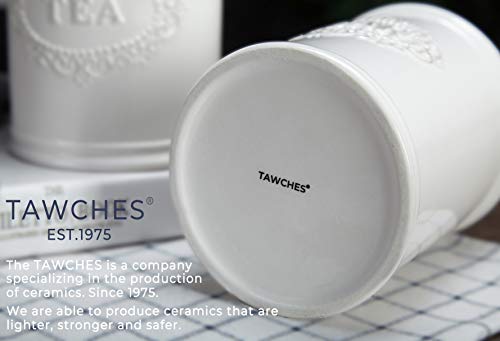 Canisters Sets for the Kitchen Airtight, White Kitchen Canisters set of 3 for Coffee Tea Sugar, Ceramic Canisters With Lids TAWCHES TC001(A White 3pcs) - Thumbnail 5