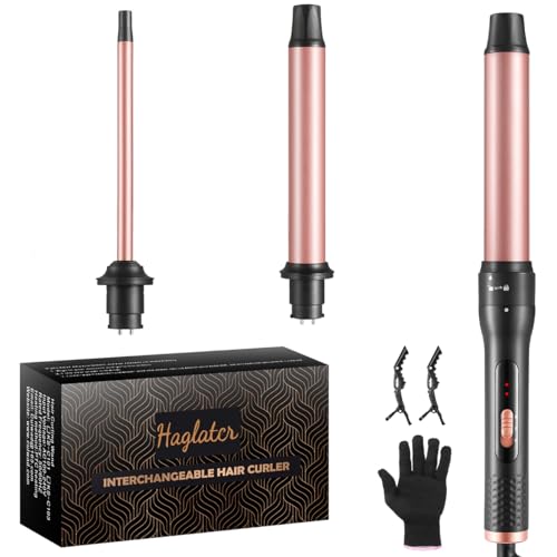 Haglater Lockenstab 3 in 1 Multifunktions Austauschbare Keramikbeschichtung Curling Iron, Lockenstäbe mit Verschiedenen Aufsätzen Große und Kleine Locken, Welleneisen für Beach Waves Haglater Lockenstab 3 in 1 Multifunktions Austauschbare Keramikbeschichtung Curling Iron, Lockenstäbe mit Verschiedenen Aufsätzen Große und Kleine Locken, Welleneisen für Beach Waves