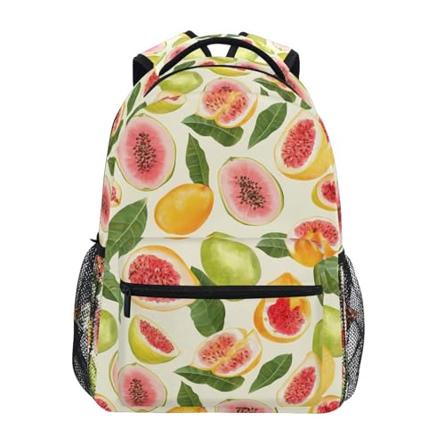 Tropical Fruit Leaf Guava Backpack for School Boys Girls Adults Kids Bookbag Laptop Bag 18L