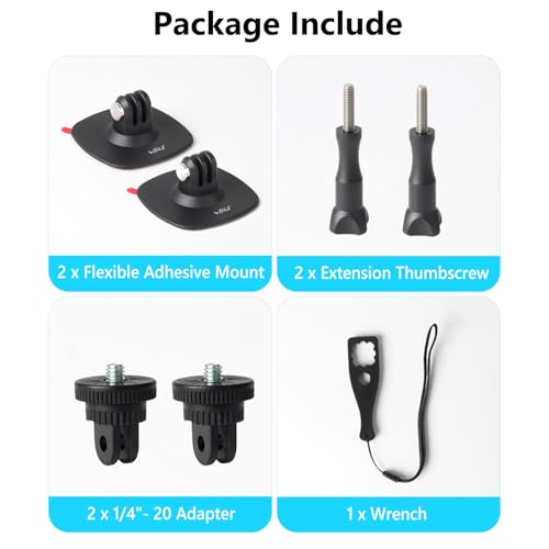 HSU Adhesive Mount for GoPro, Flexible Helmet Mounts for Insta360, Stick Accessories Kit for Action Cameras(3 in 1) - Image 5