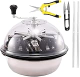 iPower 19 inch Bud Leaf Bowl Trimmer, Clear Visibility Dome, Twisted Spin Cut with Sharp Stainless Steel Blades, 6.5-inch Gardening Pruner Included for Hydroponics Leaves and Buds