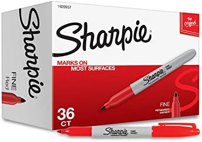Sharpie Permanent Markers, Fine Point, Red, 36 Count