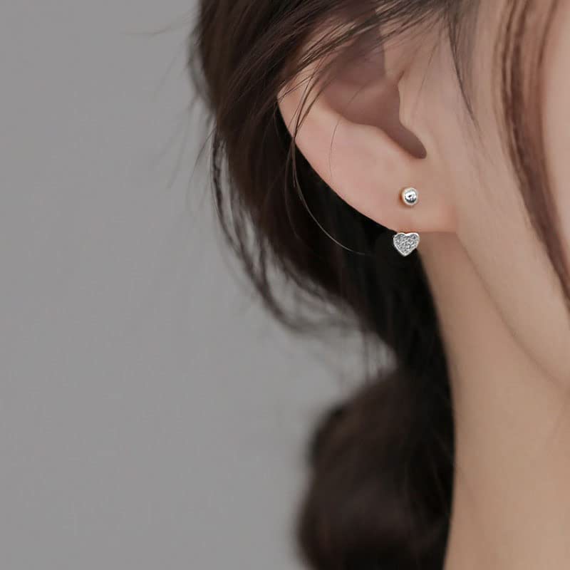 SLUYNZ Sterling Silver Small CZ Heart Half Hoop Earrings for Women Teens Love Half Hoop Earrings Cartilage Helix Piercing Ball Studs Earrings for Valentines Day2