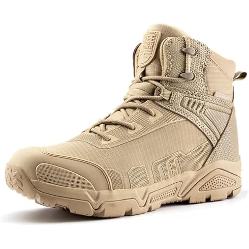 FREE SOLDIER Men's Waterproof Tactical Work Boots Lightweight Comfortable Combat Hiking Boots