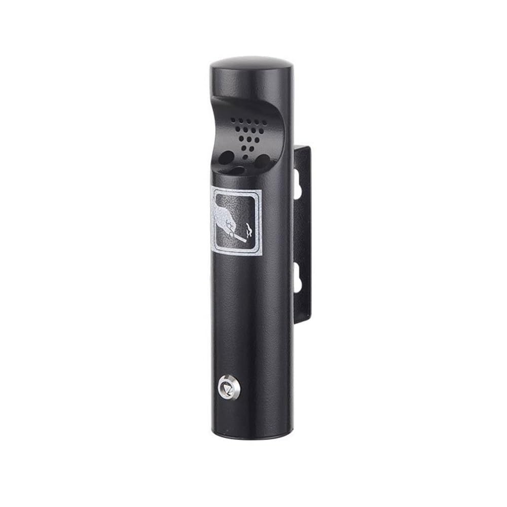 Stand ashtray Outdoor Street Wall Mounted Cigarette Cylinder Public Smoking Area Stainless Steel Ash Pillar Pillar(Black)