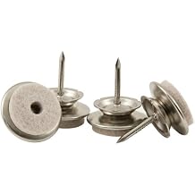 SoftTouch 1" Round Nail-On Swivel Felt Furniture Sliders for Straight or Angled Wooden Legs, Swiveling Protective Felt Pad Furniture Glides, Set of 4, Brass