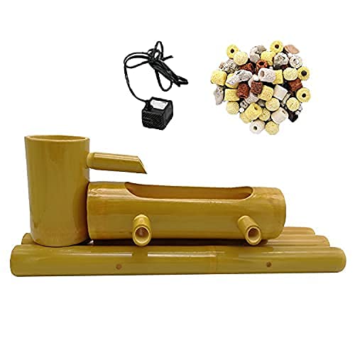 Aioneer Bamboo Fountain Decor, Bamboo Water Feature Fountain, with Pump and Filter material, Zen Garden Water Fountain, Japanese Garden Decoration