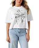 Guess Womens Eco Short Sleeve Chrome Bow Os Tee, Pure White, Medium