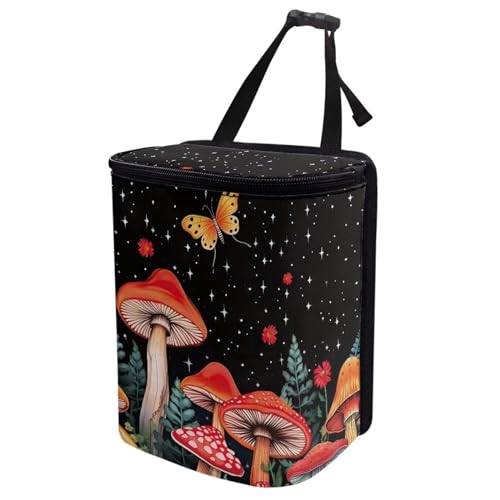 Image of Hanging Mushroom Car Trash Bin Interior Accessories Portable Vehicle Garbage Cans Bag for Back Seat Washable Mini Car Trash Cans for Front Back Seat