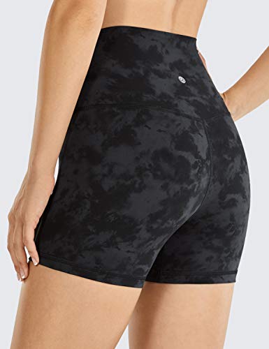 Crz Yoga Women's Naked Feeling Biker Shorts 4 Inches - High Waisted Workout Gym Running Yoga Shorts Spandex Tie Dye Smoke Ink Medium #TOP1