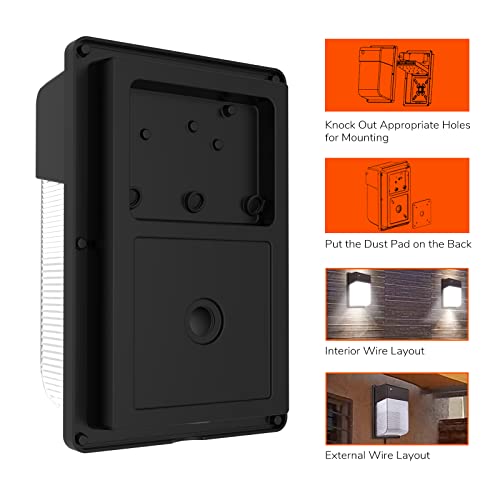 Jjc Led Wall Pack Light With Photocell,28W(150-250W Replacement),3000Lm 3000K-Warm White Dusk To Dawn Led Outdoor Lighting,100-277V Etl Listed 5-Year Warranty Outdoor Security Lights #TOP2