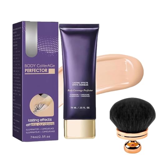 All Over Complexion Perfector With Extra Large Body Makeup Brush,Tattoo Cover Up Cream, Body Full Coverage Perfector Waterproof No Transfer, Long-Lasting Sweat-Proof Concealer For Women