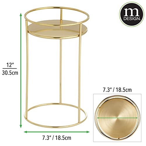 Mdesign Metal Steel 12-Inch Tall Circular Plant Stand, Planter Holder Contemporary Design Round Tray For Table, Garden; Holds Indoor/Outdoor Plants, Flower Pot - Concerto Collection - Soft Brass #TOP2