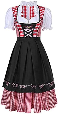 Generisch Dirndl dames midi klederdrachtjurk dirndljurk klederdrachtrok dirndlschorten lange jurken schort meisjes dirndlblouse klederdrachtmode elegant kostuum katoen kant grote maat Oktoberfest