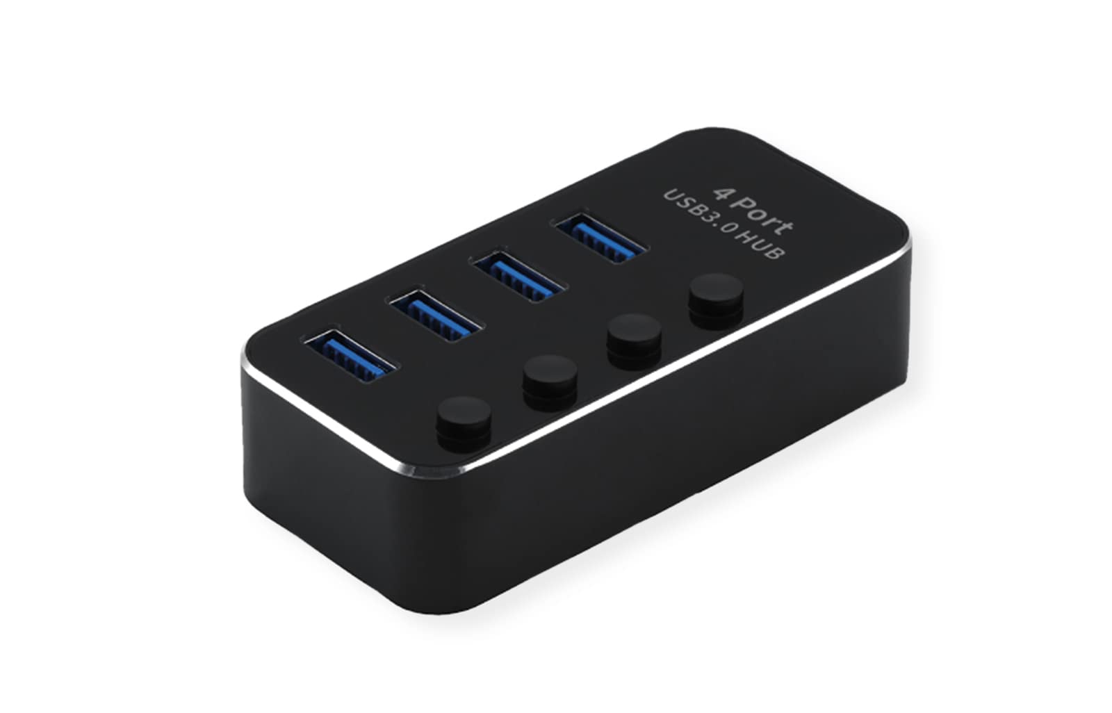 ROLINE Hub USB 3.2 Gen 1 do notebooka, 4 porty, pojedynczo włączany, czarny