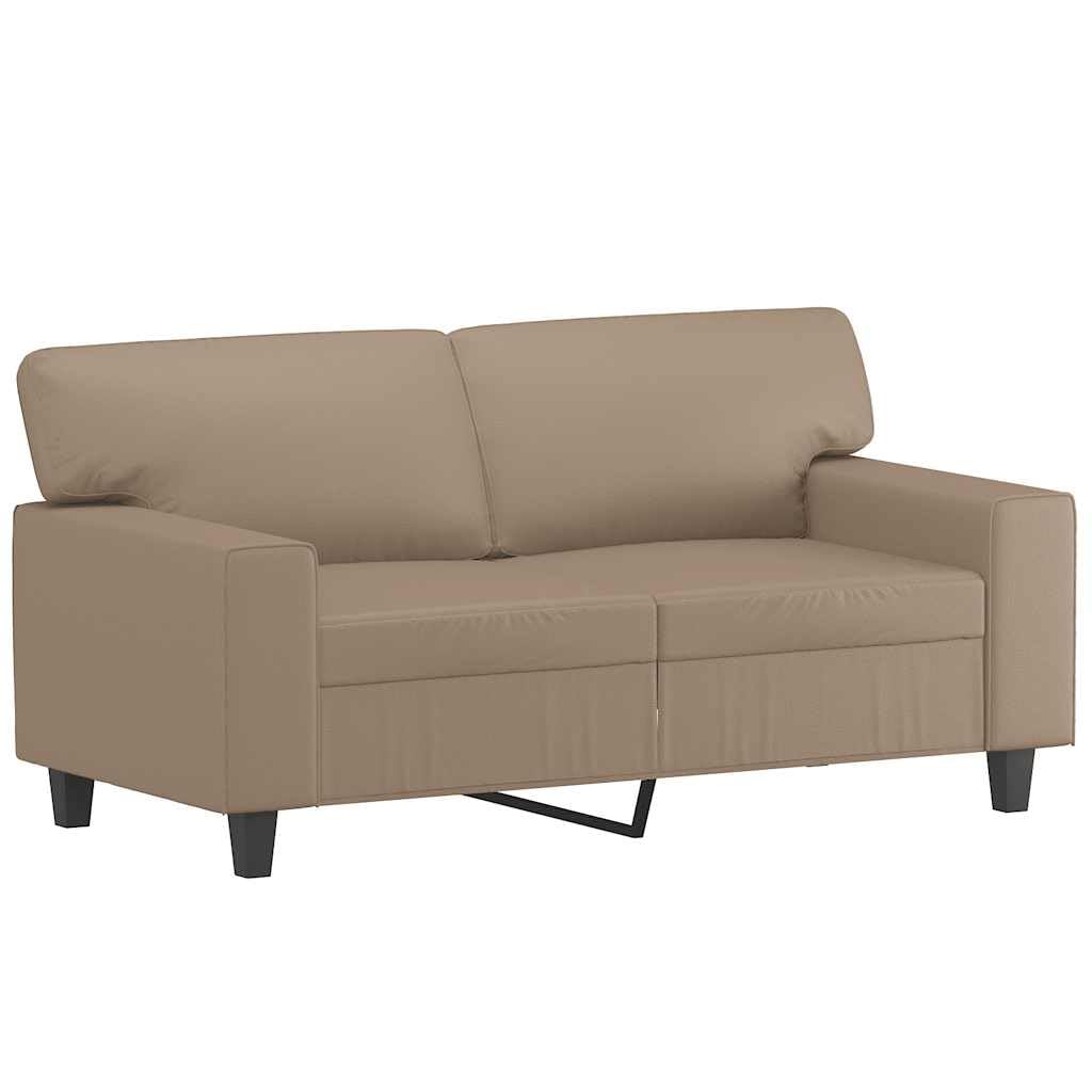 Sofá de 2 plazas de piel sintética, color marrón capuchino, 154 cm