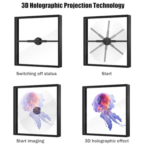 Proyector holográfico 3D con cubierta de aleación de aluminio para publicidad vertical, carteles comerciales y barras. Muestra video de animación para una promoción llamativa