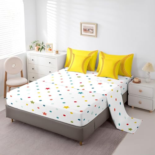 Image of Feelyou Softball Bedding Set Full Size Kids Boys Girls 7 Piece