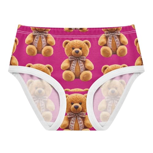 Toddler Underwear Custom 2t Cotton Little Girl Panties Colorful Kids Undies Briefs Brown Teddy Bears Pink