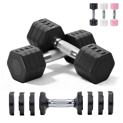 Image of Adjustable Dumbbell Set of 2 Total 20 Lbs 4-in-1 Each 4lb 6lb 8lb 10lb 1s-Adjust Dual-Stable Free Weights for Women Men Home Gym Outdoor Workouts