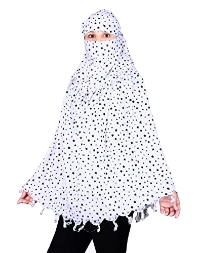 Image of SIXSIGMA Cotton Long Scarf Cum Mask scarves Usable for vehicle Driver | White Printed Design | Universal Size | For Girl & Women | Breathable Sun Protection Light Weight