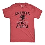 Mens Krampus is My Spirit Animal T Shirt Funny Xmas Saint Nicholas Folklore Tee for Guys Funny T Shirts Christmas Apparel for Men Cool Sarcastic Short Red - L