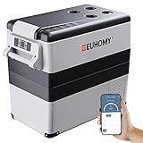 Euhomy Car Refrigerator, 55Liter(59qt) RV Refrigerator with 12/24V DC & 120-240V AC, Portable refrigerator freezer fridge cooler For Car, RV, Camping, Travel, Fishing, Outdoor or Home Use(Gray).