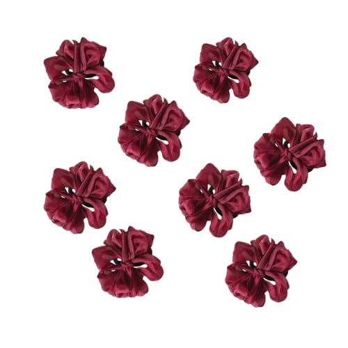 Image of Readymade Ribbon for School Girls - Soft Satin Bow Hair Accessory - Easy to Wear, Stylish & Neat Look - Ideal for School Uniforms bow in girls & Daily Use - Pack of 8 /School Ribbon in Kids(Maroon)