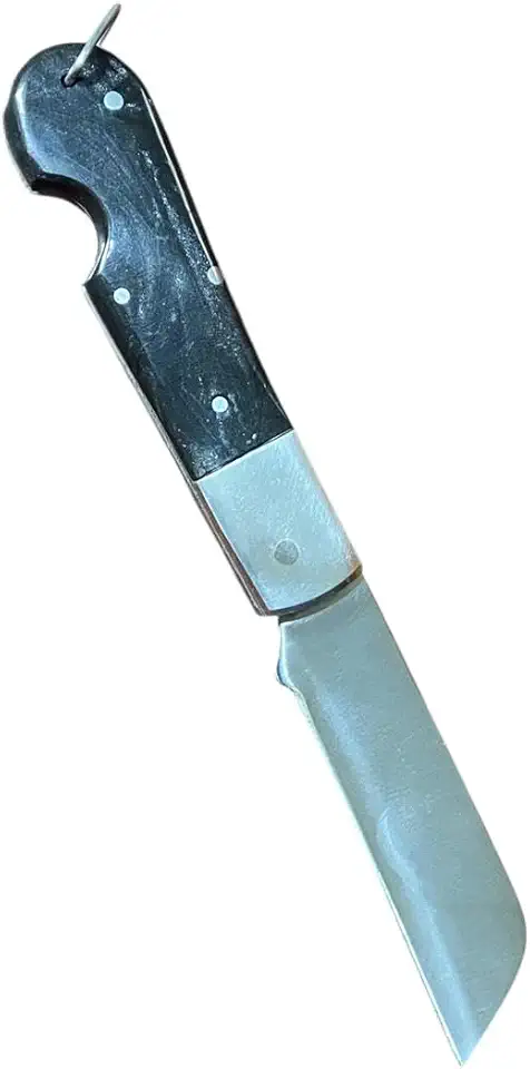 Canivete Inox tipo Roger pica fumo com bainha de couro (preto)