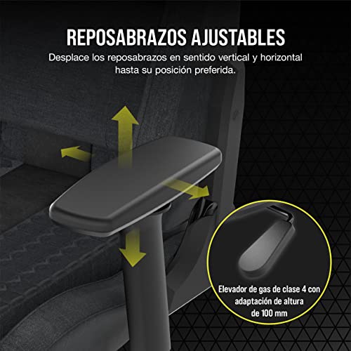 Miniatura 7 de Corsair Tc100 Relaxed Silla Para Juegos - Fabric - Diseño Inspirado En Las Carreras - Cojín Lumbar - Almohada Cervical Extraíble De Espuma Viscoelástica - Reposabrazos Ajustables - Gris Y Negro