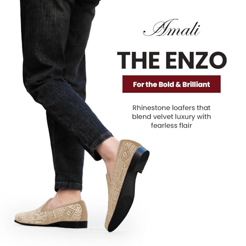 Image of Amali Men's Embellished Velvet Tuxedo Loafers, Smoking Slippers | Velvet slip-on smoking slippers with embellished upper for tuxedos, weddings and formal occasions