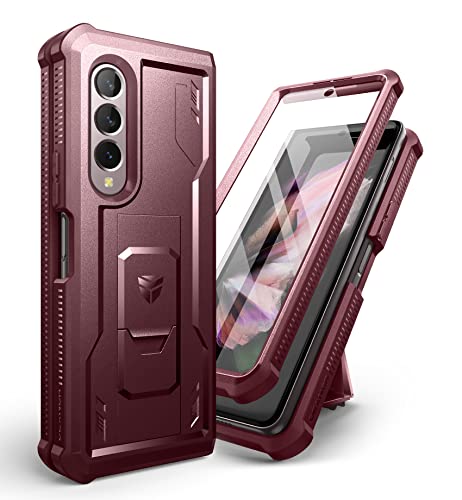 Coque Samsung Z Fold 3 5G antichoc double couche rouge avec béquille intégrée