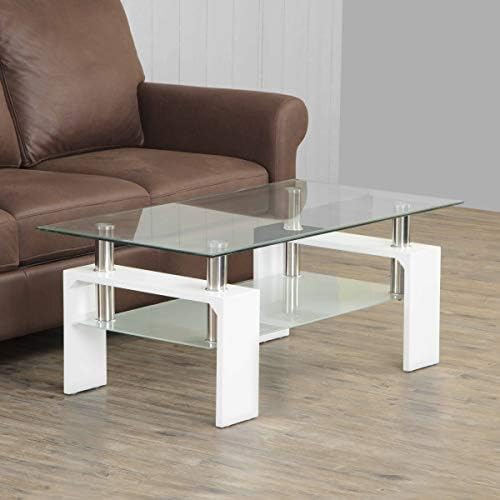 Home Centre Finn Contemporary MDF High Glossy Finish 2-Tiered Coffee Table (White)