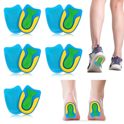 Talloniera in Silicone per Tallonite,5 Paia Supporti in Gel per Talloni,Talloniera in Gel di Silicone Taglia L per Proteggere il Dolore al Tallone e Alleviare Gli Speroni del Tallone,Dolori di Achille