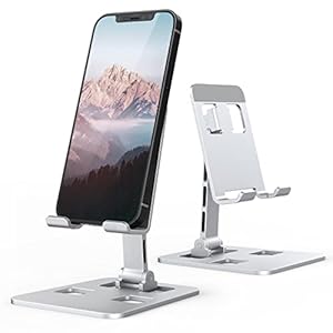 Cell Phone Holder, Portable Stand for Desk, iPhone 17 16 15 14 13 12 11 Pro Max Plus Air, Galaxy S25 S24, Office Desk Accessories
