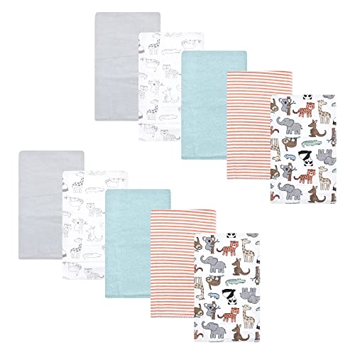 Image of Hudson Baby Unisex Baby Cotton Flannel Burp Cloths, Zoo Animals, One Size