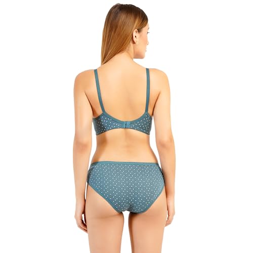 Image of Women Non Padded Wirefree Pure Cotton Printed Multicolor Bra & Penty Set 2 Pack Combo