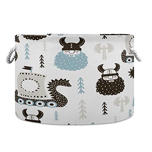 Image of Kigai Cotton Rope Basket Viking Boat Large Storage Basket for Toys Blanket Baby Laundry Basket for Nursery, Closet, Bedroom, Home Organization
