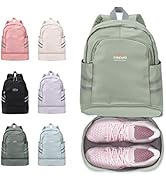 coofay Gym Backpack For Women Waterproof Backpack With Shoe Compartment Lightweight Travel Backpa...