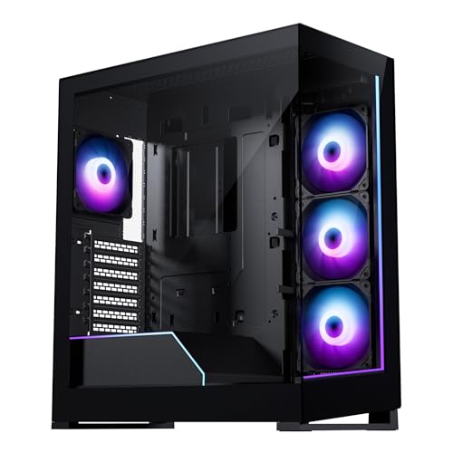 Phanteks NV5S Showcase Mid-Tower ATX PC Case, 4× M25-120 ARGB Fans, High-Airflow Gaming Chassis with Seamless Tempered Glass, Integrated ARGB Lighting, Type-C Gen2, Black