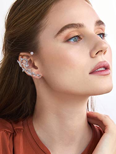 Butterfly Ear Cuff For Women Butterfly Tassel Style Zircon Earrings No Piercing Clip Earrings Sparkling Rhinestone Climber Ear Wrap Butterfly Earrings For Wedding(Right) #TOP5