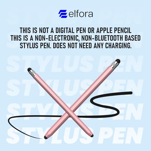 Image of Elfora 2 in 1 Stylus Pen for Touch Screens | High Precision & Sensitivity Capacitive Rubber Tip | Universal Stylus Compatible with iPad, iPhone, Android, Samsung, Kindle, Tablets & More - Rose Gold