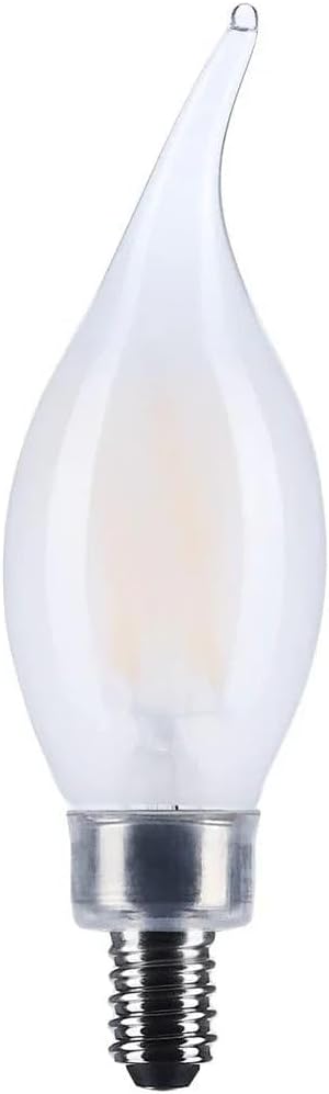 Satco 4W CA10 LED Light Bulb 3500K Neutral White 350 Lumens Frost Flame Tip 300 Degree Beam E12 Candelabra Base 92 CRI Dimmable Wet Rated IP65 Enclosed Fixture Rated 120V S12507 (24 Pack)
