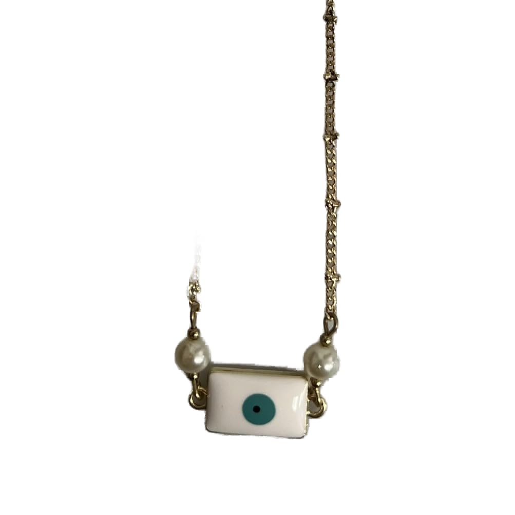 VIE Evil Eye Bracelet, White Rectangle with Pearls (JIT)