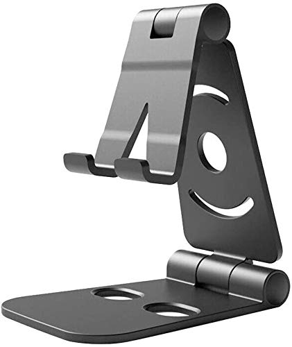 Hikaka Opvouwbare draaibare telefoonstandaard, multi-hoek verstelbare telefoonhouder houder, draagbare mobiele telefoon Cradle Desk (zwart)