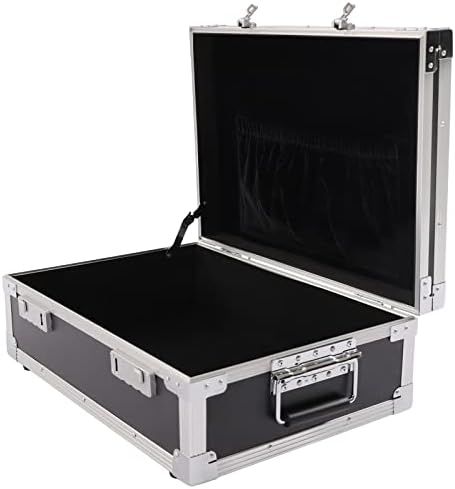Ethedeal Locking Storage Box, Aluminum Storage Trunk with Combination Lock Large Capacity Briefcase Security Lock Box for Personal Items Cash Laptop, 18.1 * 12.9 * 4.9in, Black (Small)